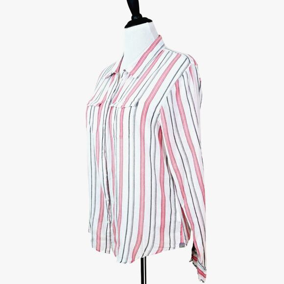Horny Toad Tops - Horny Toad Women's XL Organic Cotton Shirt Button Down Pink Stripe